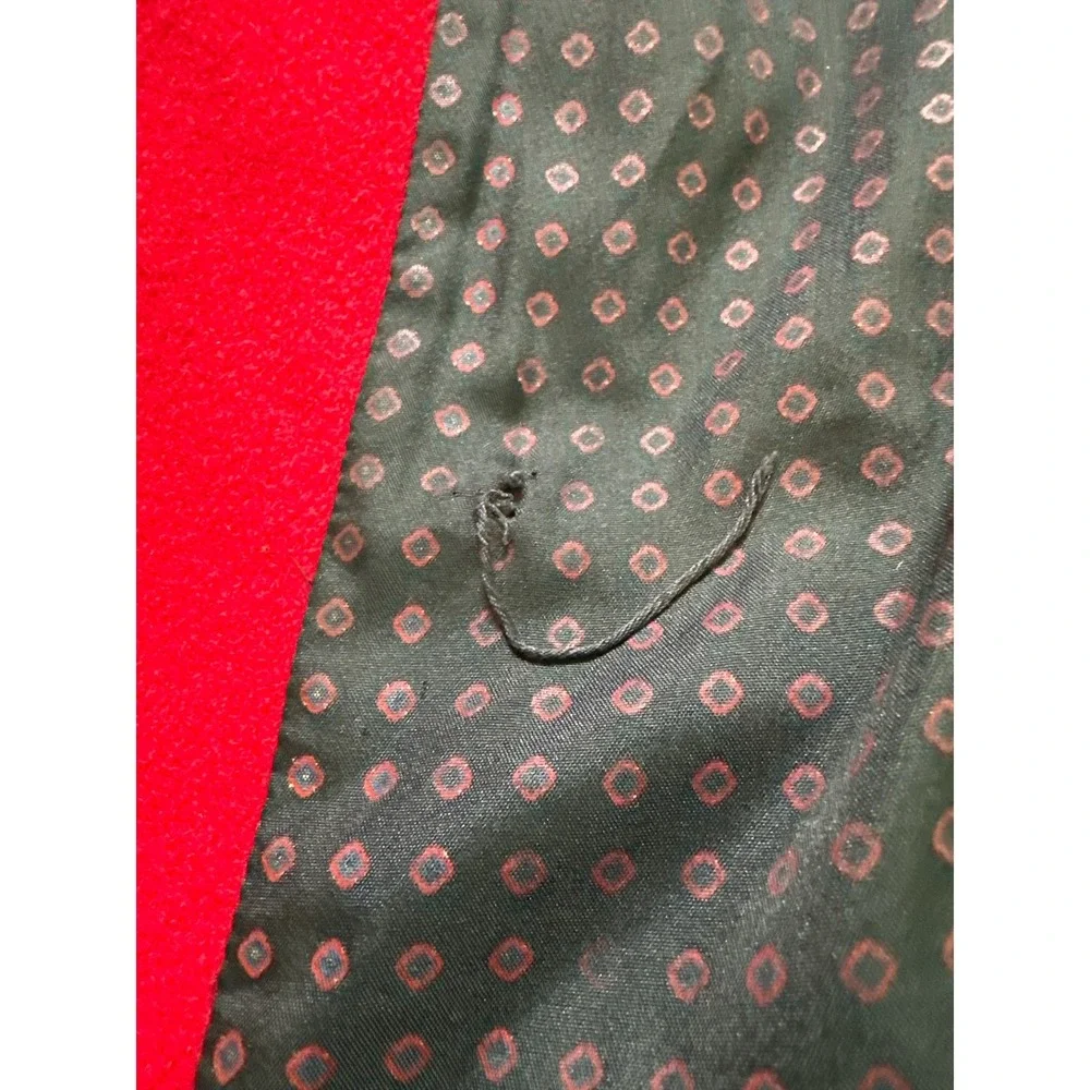 Vintage Fashions By Jill Women's Red Black‎ Trench Coat 100% Wool Leather Collar